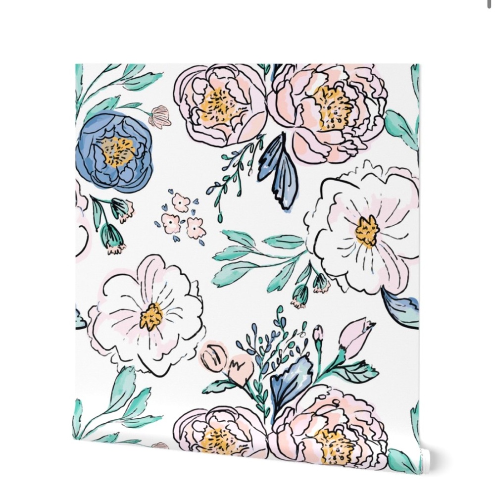 NWT Peel & Stick Removable Wallpaper 4 Rolls floral indie bloom periwinkle